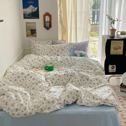 昔可 2023新款亲肤韩系全棉绑带款四件套 西西里碎花