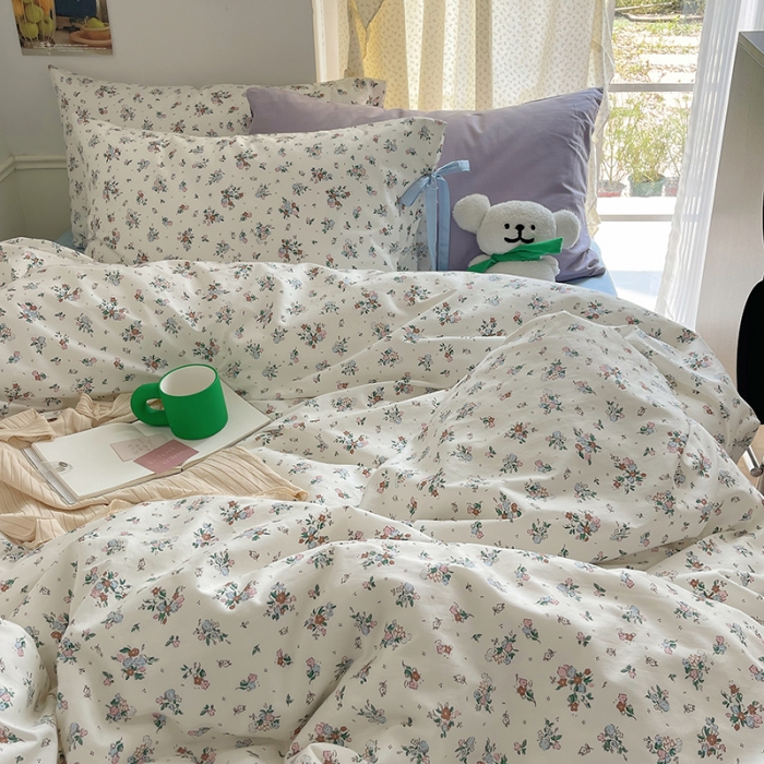 91家纺网 家纺一手货源 找家纺 昔可 2023新款亲肤韩系全棉绑带款四件套 西西里碎花