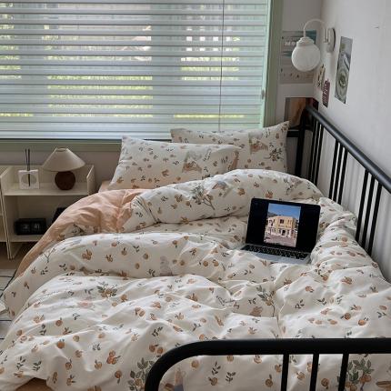 91家纺网 家纺一手货源 找家纺 昔可 2023新款全棉卡通小清新四件套 果园伙伴