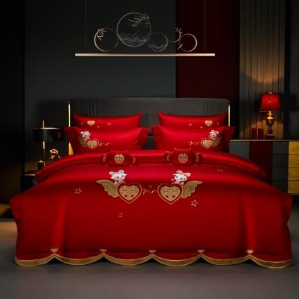 91家纺网 家纺一手货源 找家纺 （总）美娘阁 2025新款全棉新中式刺绣婚庆多件套