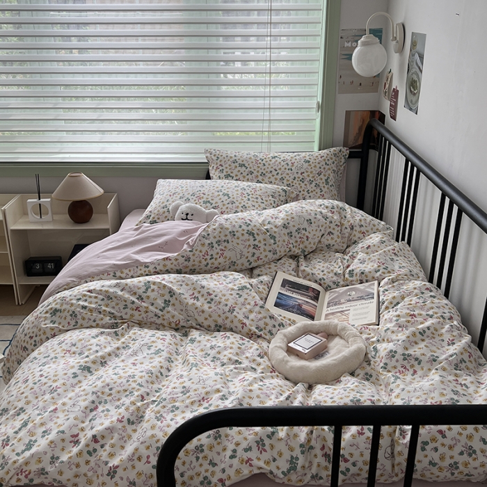 91家纺网 家纺一手货源 找家纺 昔可 2023新款全棉卡通小清新四件套 春日多巴胺