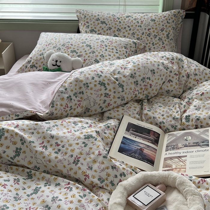 91家纺网 家纺一手货源 找家纺 昔可 2023新款全棉卡通小清新四件套 春日多巴胺