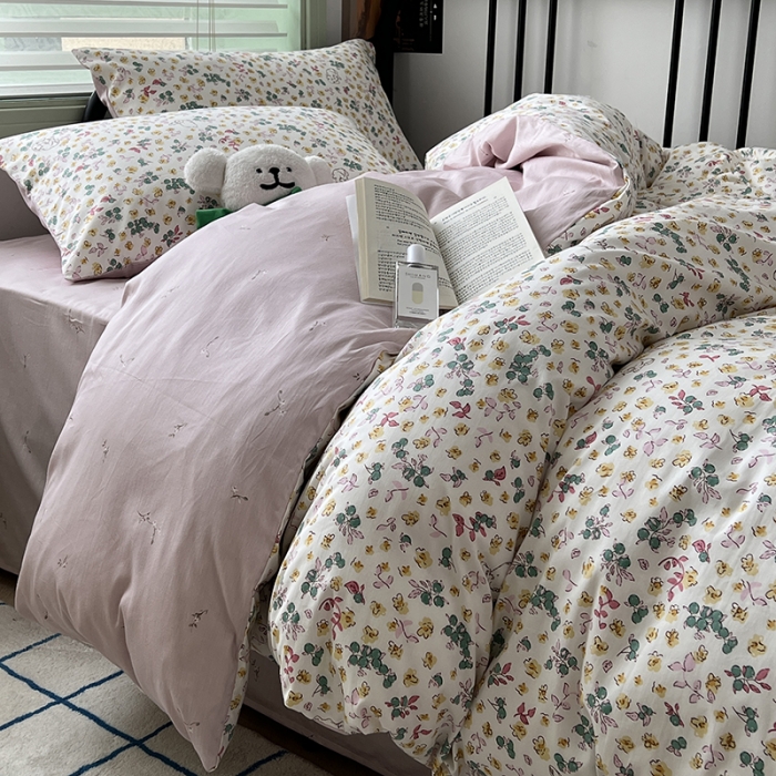 91家纺网 家纺一手货源 找家纺 昔可 2023新款全棉卡通小清新四件套 春日多巴胺