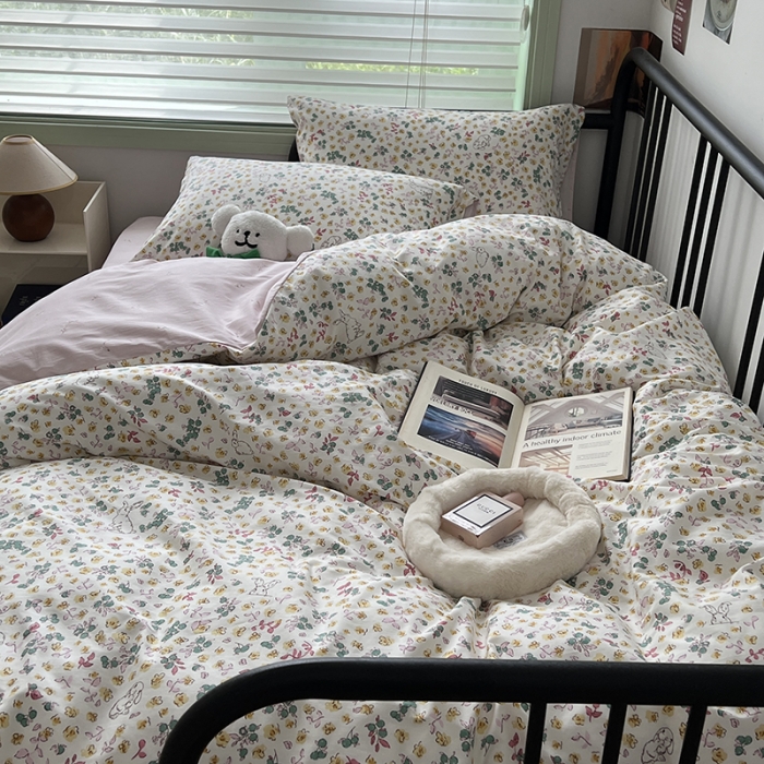 91家纺网 家纺一手货源 找家纺 昔可 2023新款全棉卡通小清新四件套 春日多巴胺