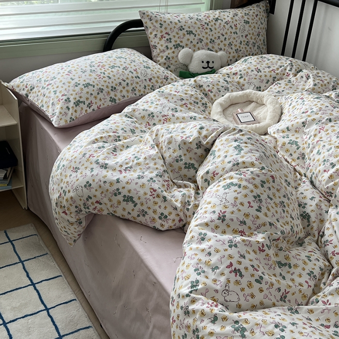 91家纺网 家纺一手货源 找家纺 昔可 2023新款全棉卡通小清新四件套 春日多巴胺