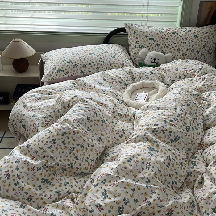 91家纺网 家纺一手货源 找家纺 昔可 2023新款全棉卡通小清新四件套 春日多巴胺