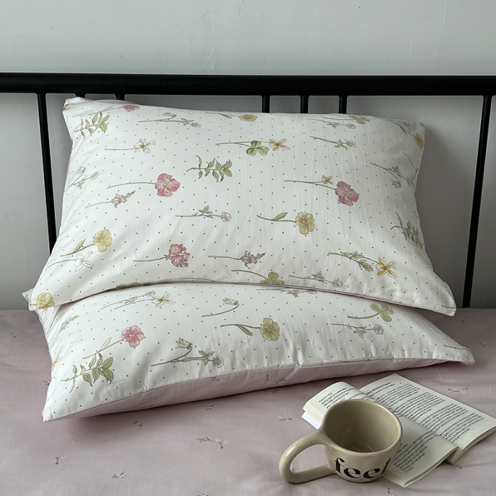 91家纺网 家纺一手货源 找家纺 昔可 2023新款全棉卡通小清新四件套 春日水彩花卉