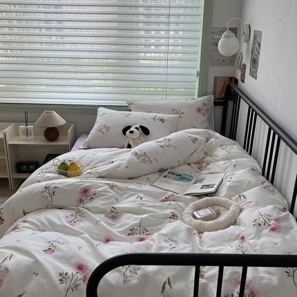 昔可 2023新款全棉卡通小清新四件套 粉黛花园