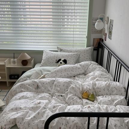 昔可 2023新款全棉卡通小清新四件套 绿叶熊