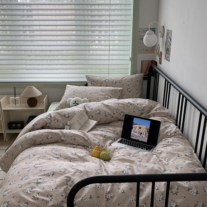 91家纺网 家纺一手货源 找家纺 昔可 2023新款全棉卡通小清新四件套 栀子茉莉