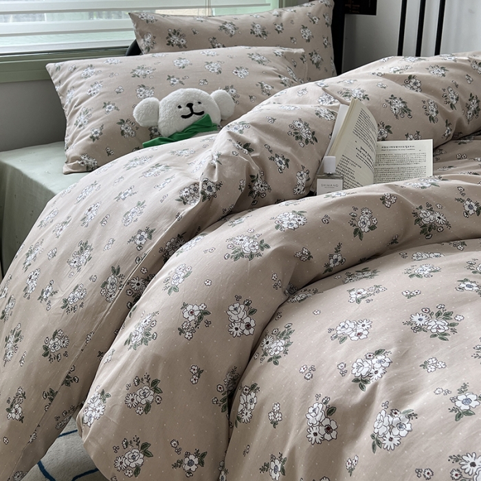 91家纺网 家纺一手货源 找家纺 昔可 2023新款全棉卡通小清新四件套 栀子茉莉