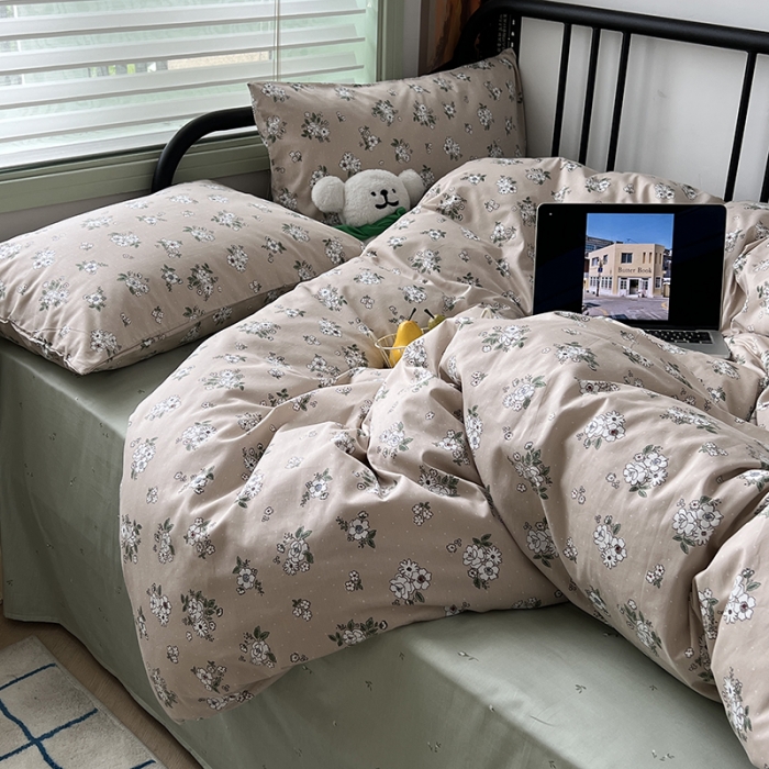 91家纺网 家纺一手货源 找家纺 昔可 2023新款全棉卡通小清新四件套 栀子茉莉