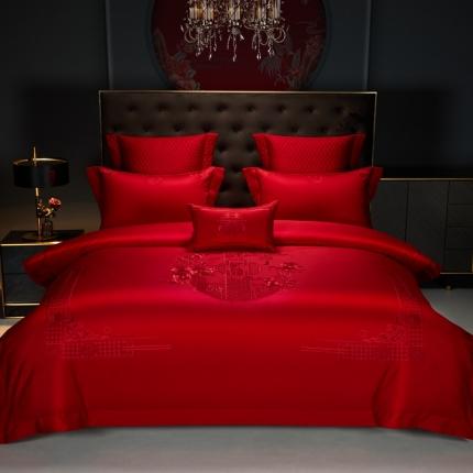 美娘阁 2023年秋冬新品长绒棉刺绣系列婚庆 四件套/多件套 吉祥如意