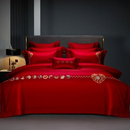 美娘阁 2023年秋冬新品长绒棉刺绣系列婚庆 四件套/多件套 十二生肖