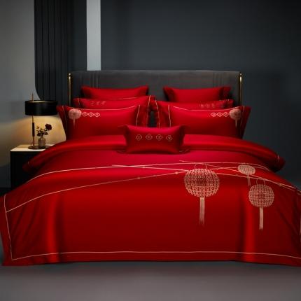 美娘阁 2023年秋冬新品长绒棉刺绣系列婚庆 四件套/多件套 喜结连理  金