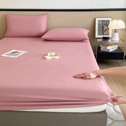 丽美人 2023新款40支纯色全棉床笠 桃雾粉