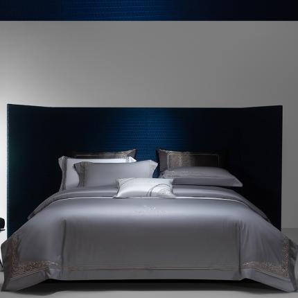 诗黛尔长绒棉刺绣四件套-莫拉塔系列 雅士灰