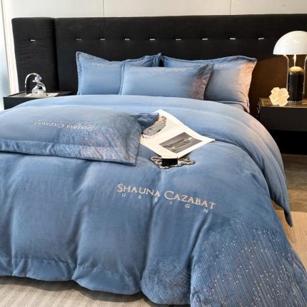 91家纺网 家纺一手货源 找家纺 首尔家纺 新款加厚牛奶绒宝宝绒四件套-流星系列【提供买家秀】