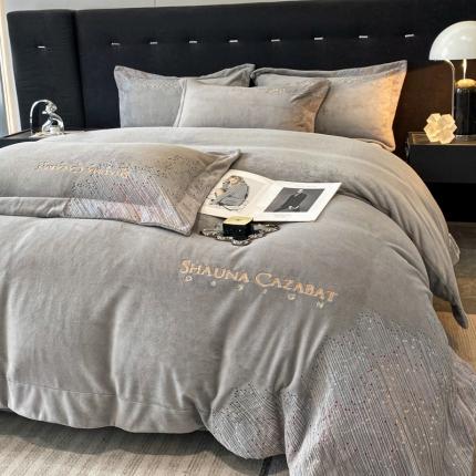 91家纺网 家纺一手货源 找家纺 首尔家纺 新款加厚牛奶绒宝宝绒四件套-流星系列【提供买家秀】