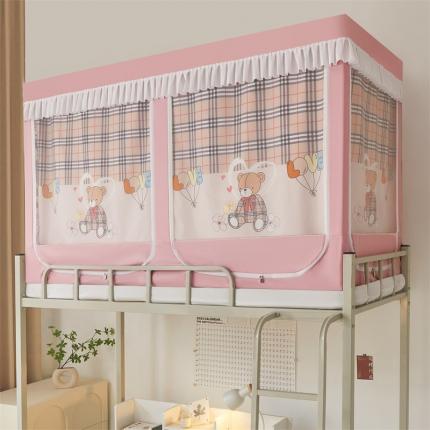 91家纺网 家纺一手货源 找家纺 迪凡保罗 2023新款多开门强遮光学生蚊帐 熊格格