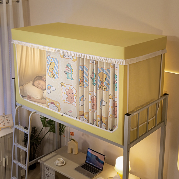 91家纺网 家纺一手货源 找家纺 青竹苑 2023新款强遮光涂银公主风学生蚊帐 动物派对