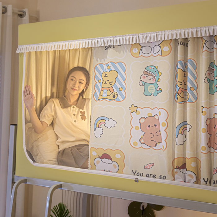 91家纺网 家纺一手货源 找家纺 青竹苑 2023新款强遮光涂银公主风学生蚊帐 动物派对