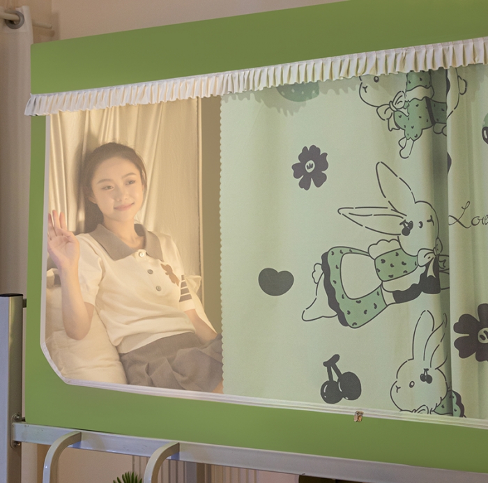 91家纺网 家纺一手货源 找家纺 青竹苑 2023新款强遮光涂银公主风学生蚊帐 萌小兔