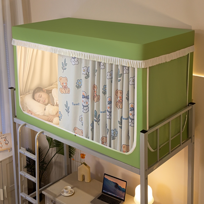 91家纺网 家纺一手货源 找家纺 青竹苑 2023新款强遮光涂银公主风学生蚊帐 兔兔和熊熊