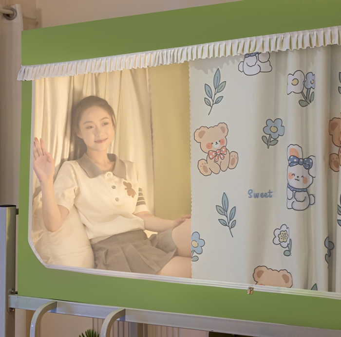 91家纺网 家纺一手货源 找家纺 青竹苑 2023新款强遮光涂银公主风学生蚊帐 兔兔和熊熊