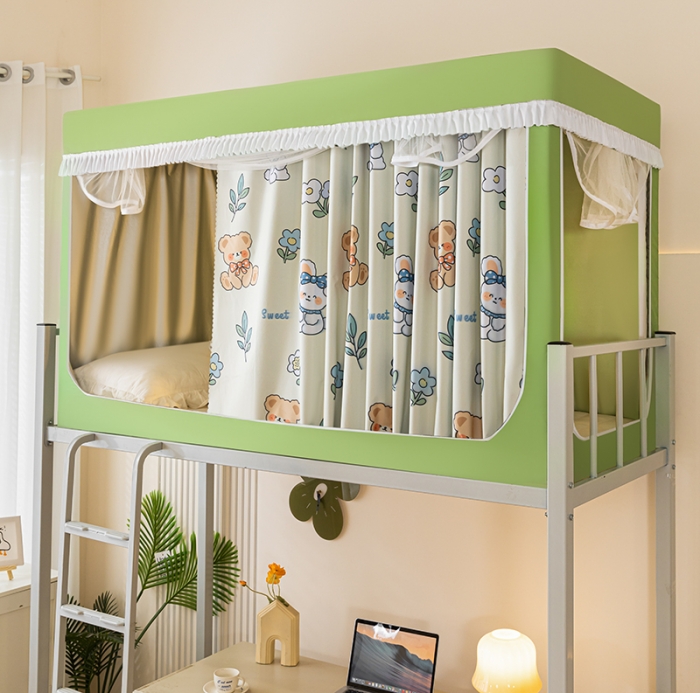 91家纺网 家纺一手货源 找家纺 青竹苑 2023新款强遮光涂银公主风学生蚊帐 兔兔和熊熊