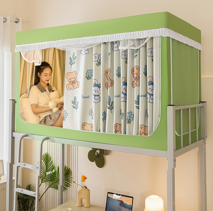 91家纺网 家纺一手货源 找家纺 青竹苑 2023新款强遮光涂银公主风学生蚊帐 兔兔和熊熊