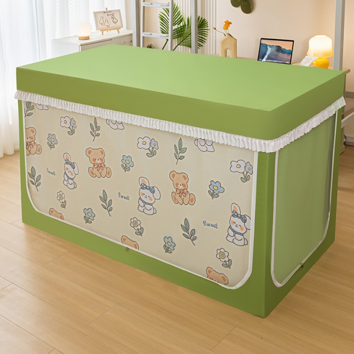 91家纺网 家纺一手货源 找家纺 青竹苑 2023新款强遮光涂银公主风学生蚊帐 兔兔和熊熊