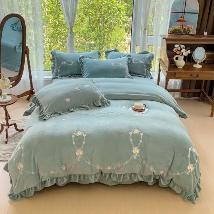 91家纺网 家纺一手货源 找家纺 （总）星尚 2023新款全消光230g牛奶绒四件套-陌上花开