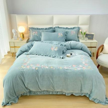 91家纺网 家纺一手货源 找家纺 （总）星尚 2023新款全消光230g牛奶绒四件套-花期如梦