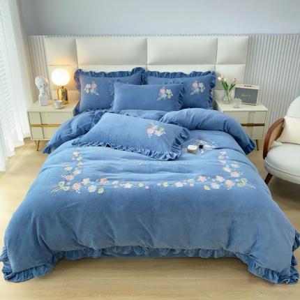 91家纺网 家纺一手货源 找家纺 （总）星尚 2023新款全消光230g牛奶绒四件套-花期如梦