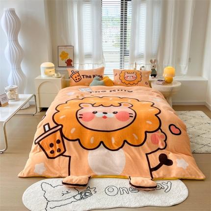 91家纺网 家纺一手货源 找家纺 兄弟坊 2024大版宝宝绒数码印花卡通工艺款四件套 大西几