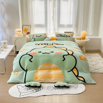 91家纺网 家纺一手货源 找家纺 （总）兄弟坊 2024大版宝宝绒数码印花卡通工艺款四件套