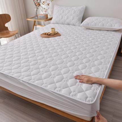 91家纺网 家纺一手货源 找家纺 总 A类新疆棉花填充夹棉床笠母婴级床笠单件纯色床罩保护罩套全包围