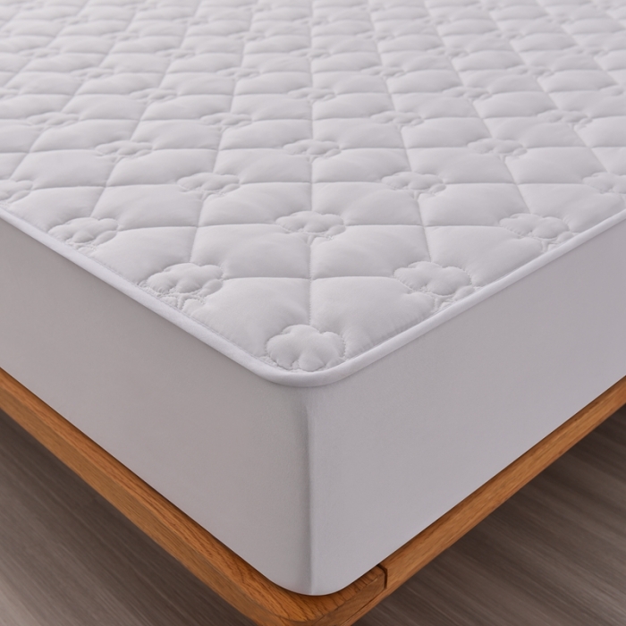 91家纺网 家纺一手货源 找家纺 A类新疆棉花填充夹棉床笠母婴级床笠单件纯色床罩保护罩套全包围 白