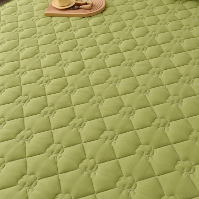 91家纺网 家纺一手货源 找家纺 A类新疆棉花填充夹棉床笠母婴级床笠单件纯色床罩保护罩套全包围 绿