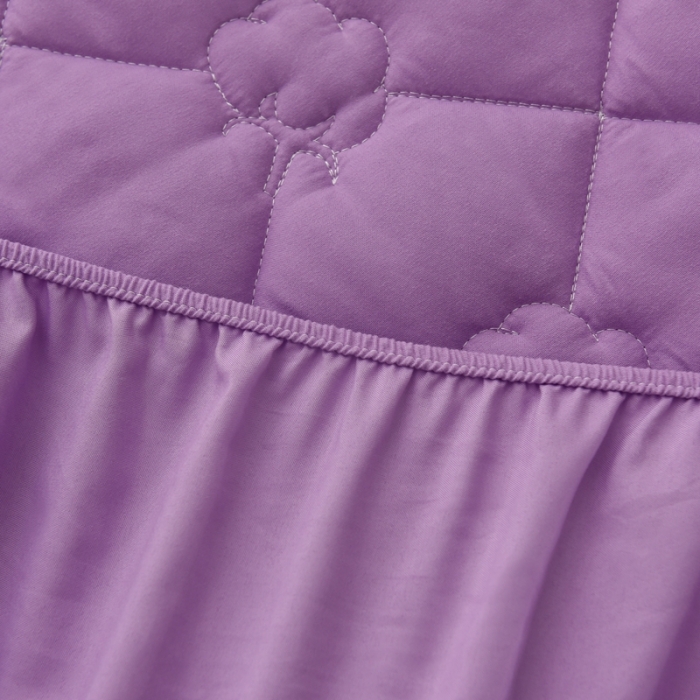 91家纺网 家纺一手货源 找家纺 A类新疆棉花填充夹棉床笠母婴级床笠单件纯色床罩保护罩套全包围 紫