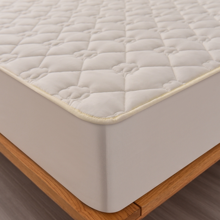 91家纺网 家纺一手货源 找家纺 A类新疆棉花填充夹棉床笠母婴级床笠单件纯色床罩保护罩套全包围 米白