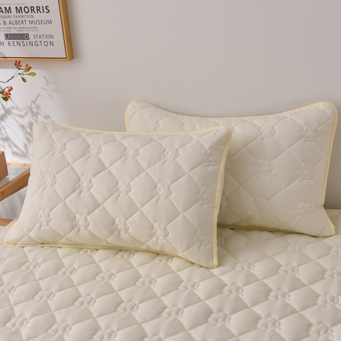 91家纺网 家纺一手货源 找家纺 A类新疆棉花填充夹棉床笠母婴级床笠单件纯色床罩保护罩套全包围 米白