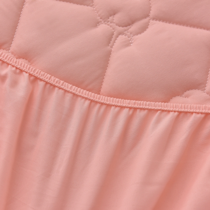 91家纺网 家纺一手货源 找家纺 A类新疆棉花填充夹棉床笠母婴级床笠单件纯色床罩保护罩套全包围 粉