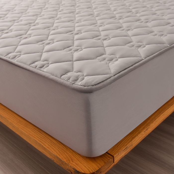 91家纺网 家纺一手货源 找家纺 A类新疆棉花填充夹棉床笠母婴级床笠单件纯色床罩保护罩套全包围 灰