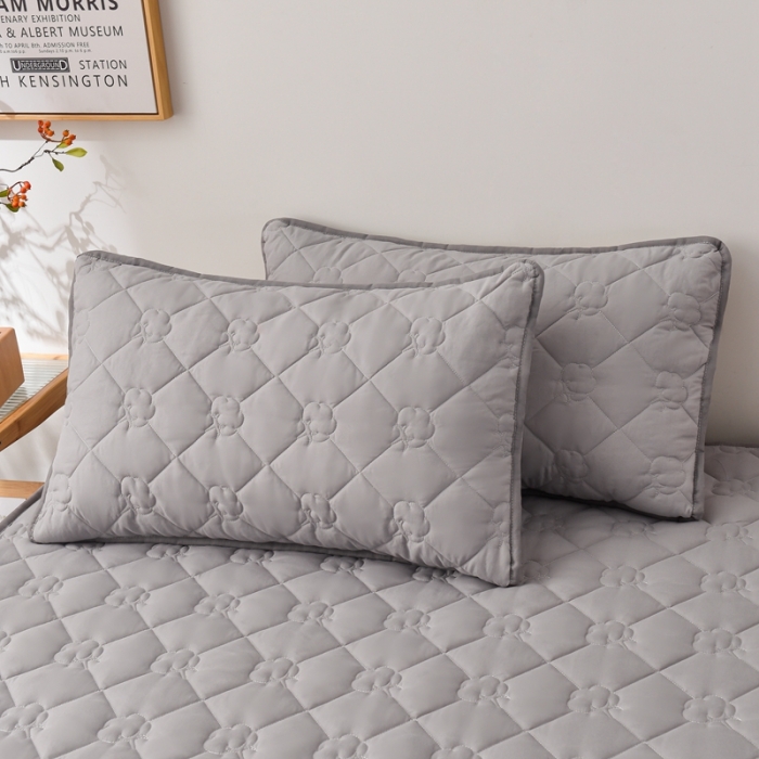 91家纺网 家纺一手货源 找家纺 A类新疆棉花填充夹棉床笠母婴级床笠单件纯色床罩保护罩套全包围 灰