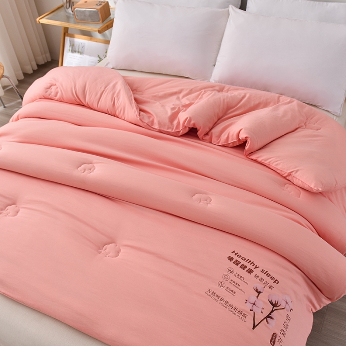 91家纺网 家纺一手货源 找家纺 富威堡A类新疆棉花被子带皱水洗棉冬被被芯春秋被四季盖被单人双人 粉