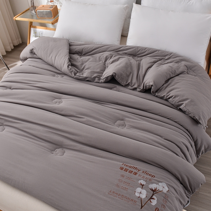 91家纺网 家纺一手货源 找家纺 富威堡A类新疆棉花被子带皱水洗棉冬被被芯春秋被四季盖被单人双人 灰