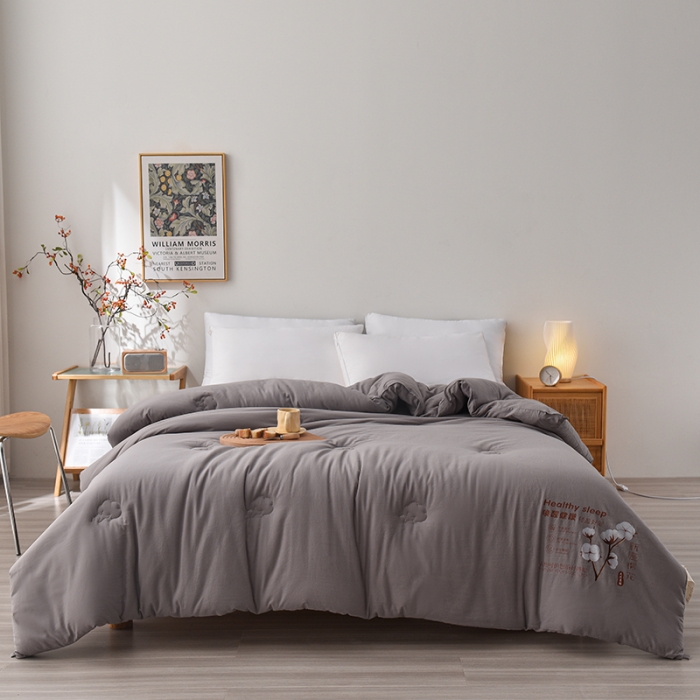 91家纺网 家纺一手货源 找家纺 富威堡A类新疆棉花被子带皱水洗棉冬被被芯春秋被四季盖被单人双人 灰