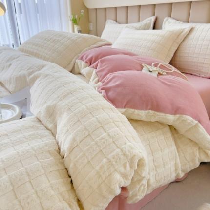 91家纺网 家纺一手货源 找家纺 （总）人人爱 2025新款兔兔绒保暖四件套